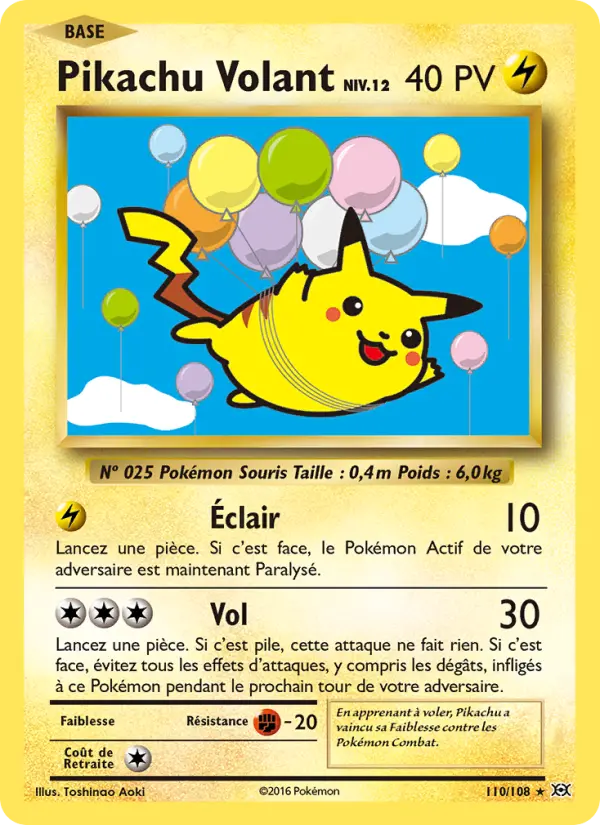 110/108 - Pikachu Volant — Carte Pokémon Évolutions 110/108
