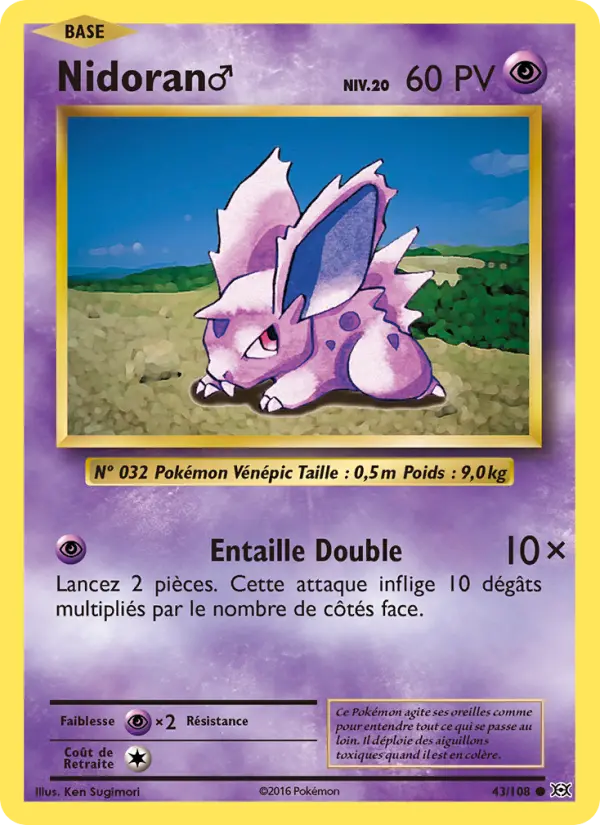 043/108 - Nidoran♂ — Carte Pokémon Évolutions 43/108