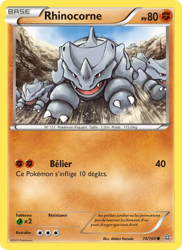 074/160 - Rhinocorne — Carte Pokémon Primo-Choc 74/160