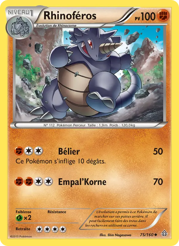 Rhinoféros — Carte Pokémon 75 Primo-Choc