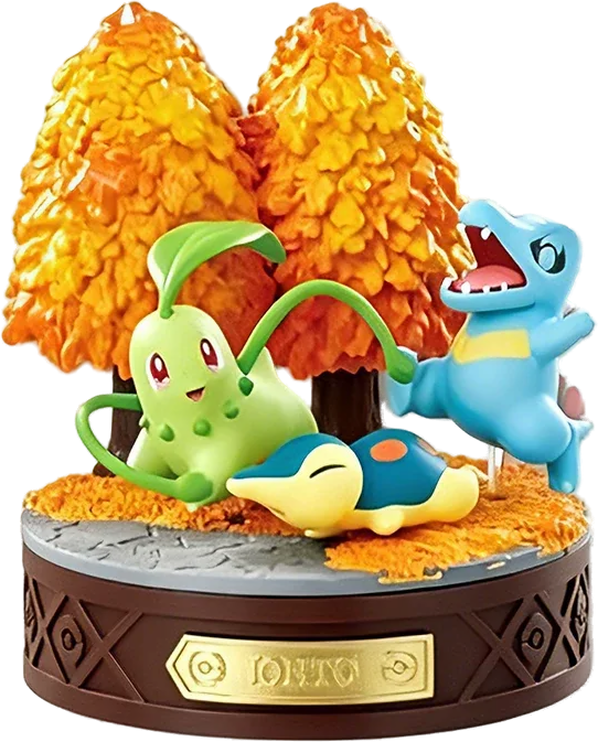 Diorama Re-Ment Johto avec Germignon, Héricendre et Kaiminus
