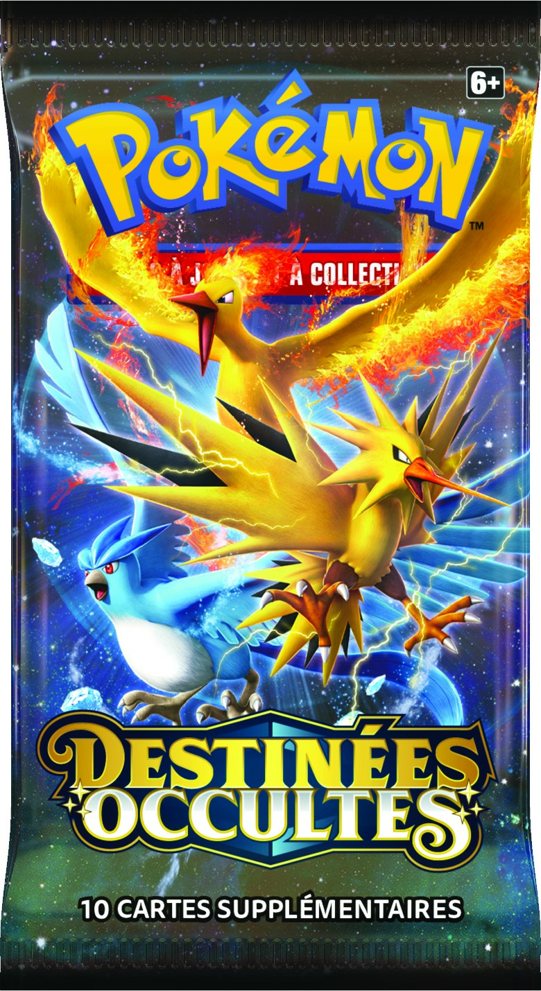 Booster Pokémon Destinées Occultes illustration Sulfura Electhor Artikodin, scellé français