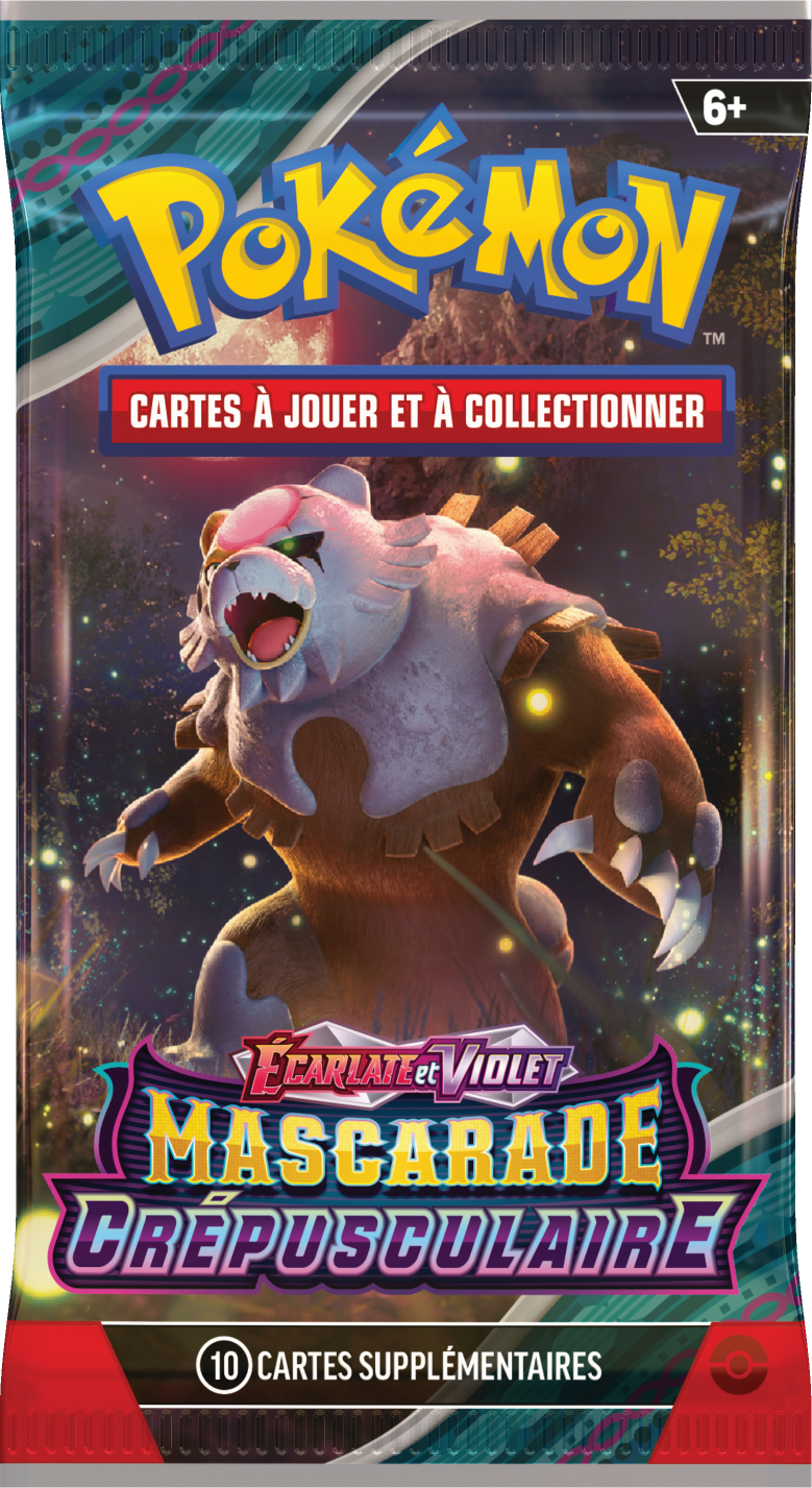 Booster Pokémon Mascarade Crépusculaire illustration Ursaking Lune Vermeille, scellé français
