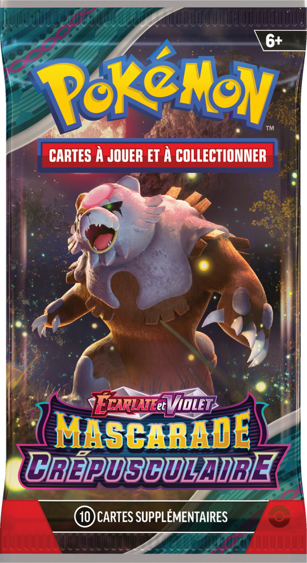 Booster Pokémon Mascarade Crépusculaire illustration Ursaking Lune Vermeille, scellé français