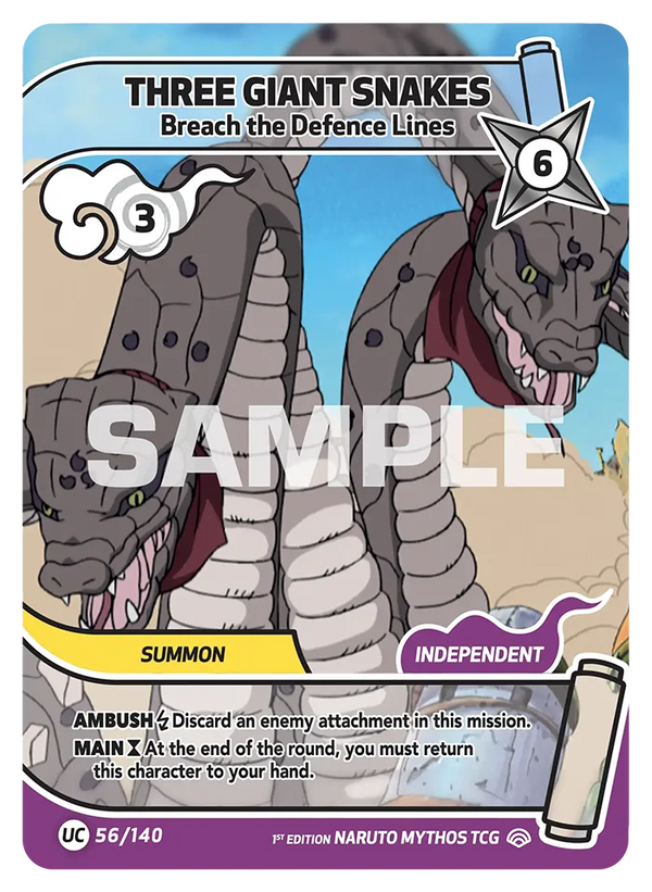 Les Trois Serpents Géants — Percer les Lignes de Défense (Naruto Mythos 056/140)