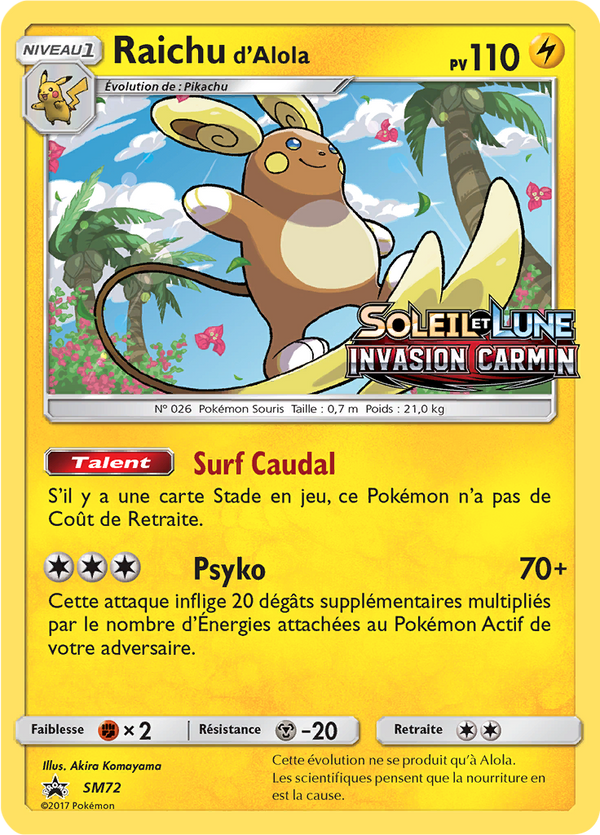 Raichu d’Alola SM72 - Promos Soleil & Lune - Carte Pokémon