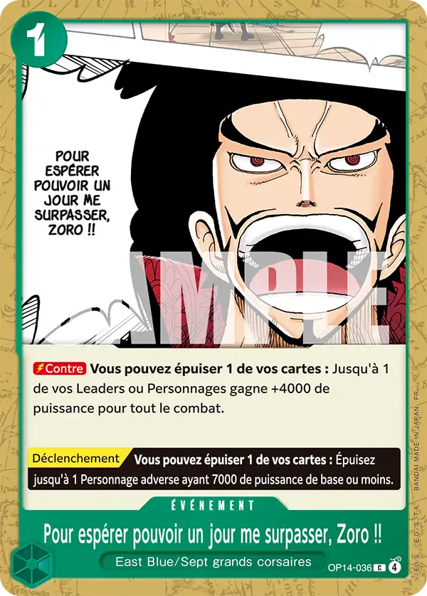 OP14-036 - Pour espérer pouvoir un jour me surpasser, Zoro !!