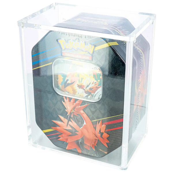 Boîtier acrylique Phoenix Shield refermé sur une Pokébox Pokémon Électhor de Galar