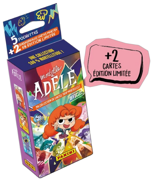 Blister de 5 pochettes + 2 cartes Édition Limitée Mortelle Adèle Panini