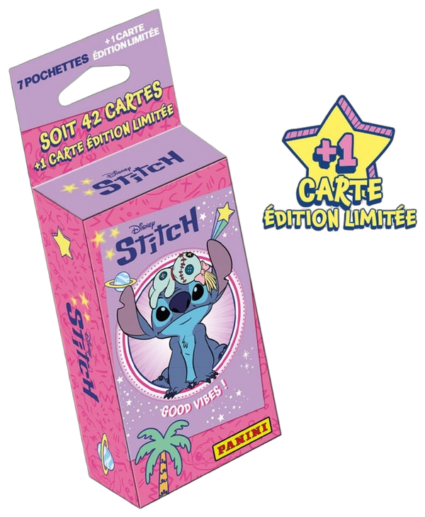 Blister de 7 pochettes + 1 carte Édition Limitée Disney Stitch 2026