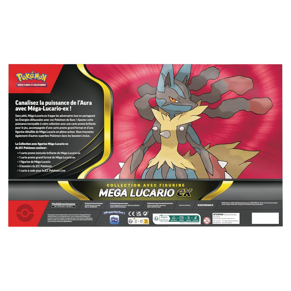 Dos du Coffret Collection avec Figurine Méga-Lucario EX Pokémon, contenu détaillé