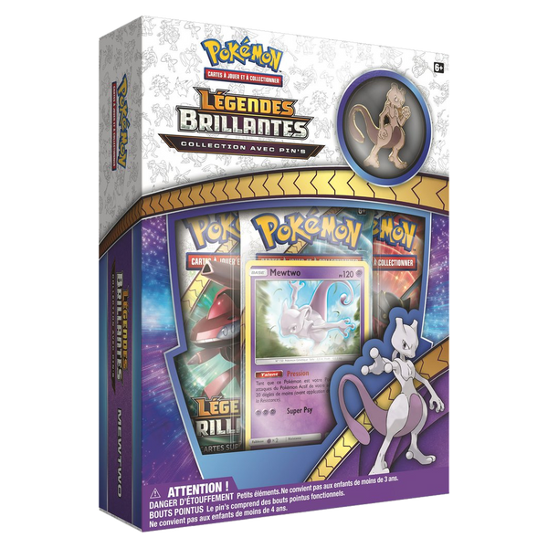 Collection avec pin's Légendes Brillantes Mewtwo Pokémon, version française