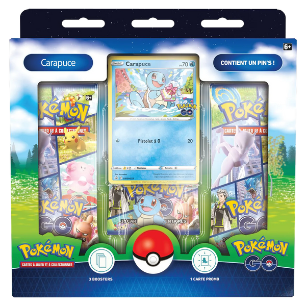 Collection avec pin's Pokémon GO Carapuce, version française