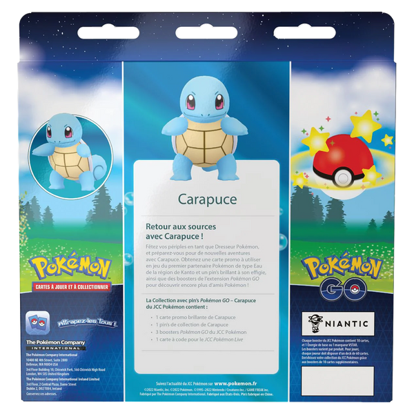 Dos de la Collection avec pin's Pokémon GO Carapuce