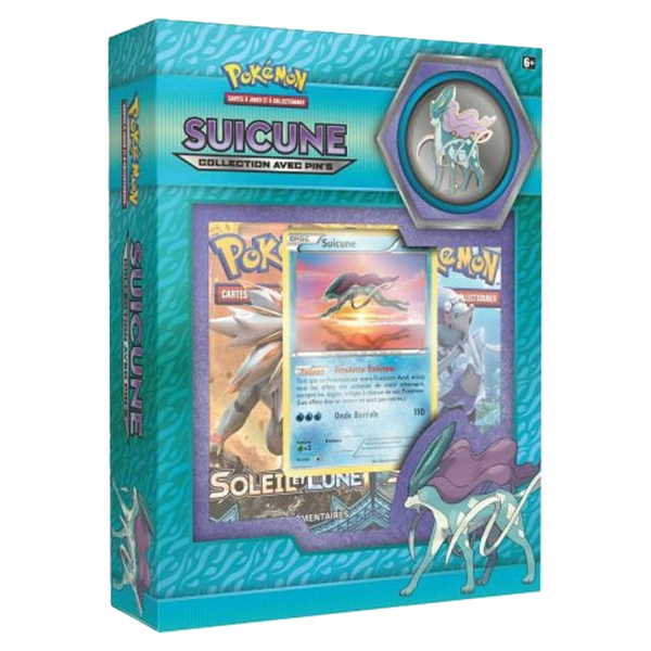 Collection avec pin's Suicune Pokémon, version française