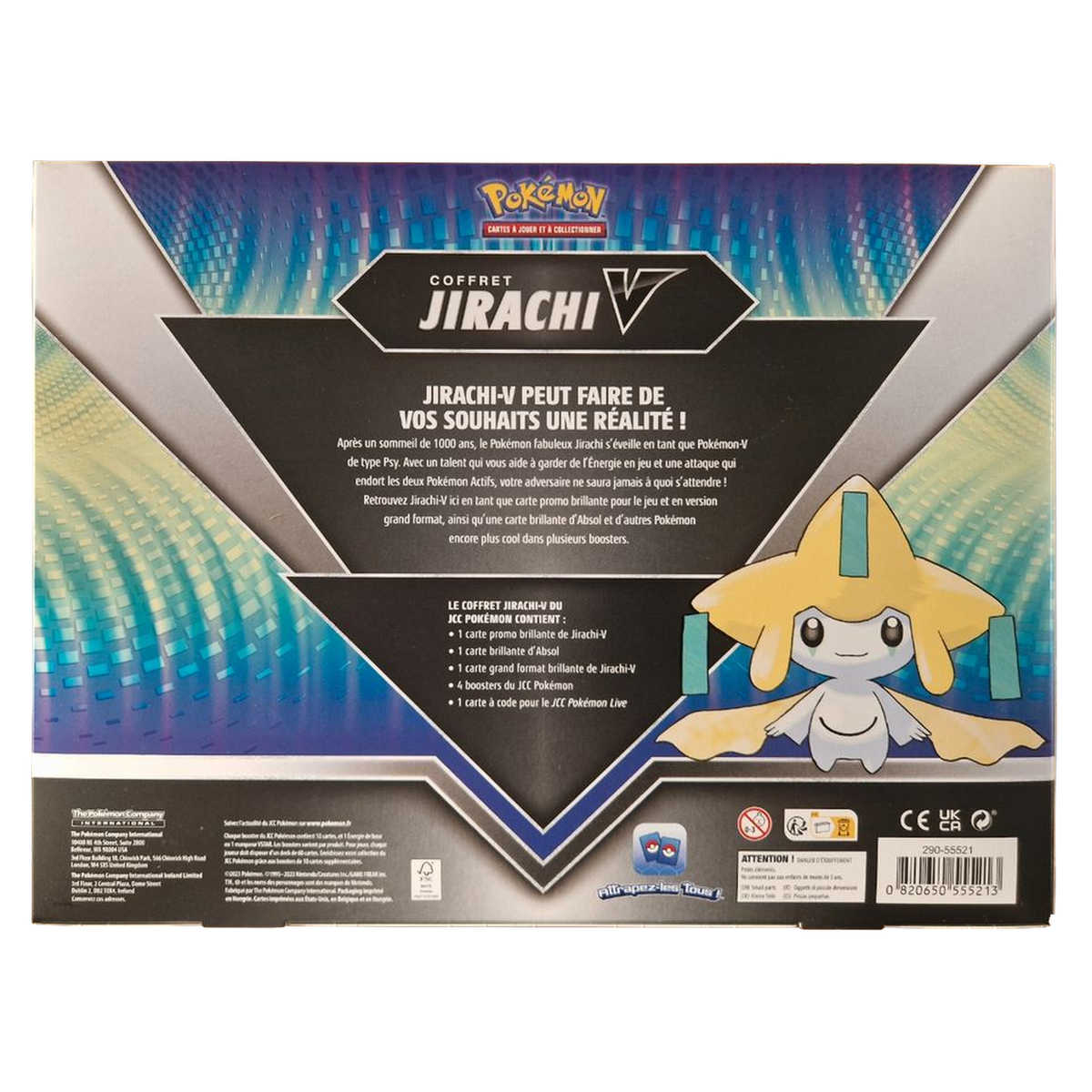 Dos du Coffret Jirachi-V, contenu détaillé