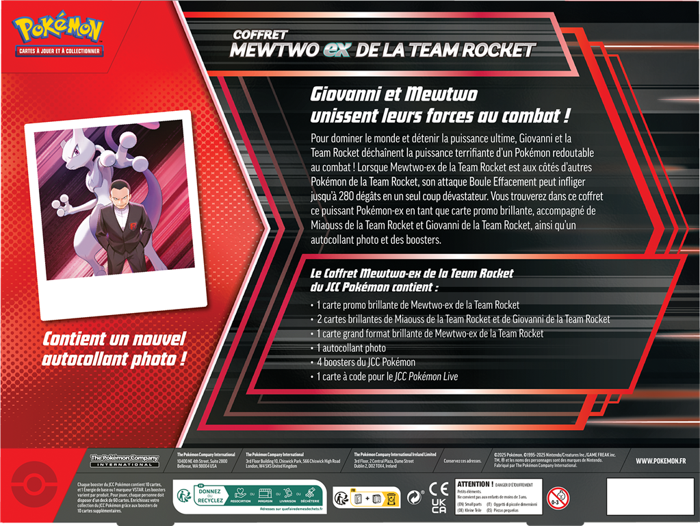 Coffret - Mewtwo-ex de la Team Rocket — Verso