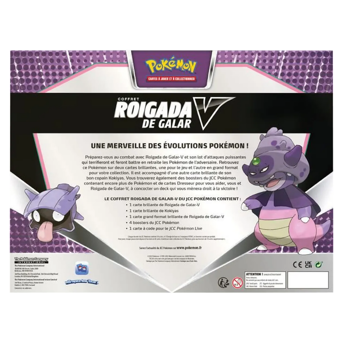Dos du Coffret Roigada de Galar-V : détail du contenu
