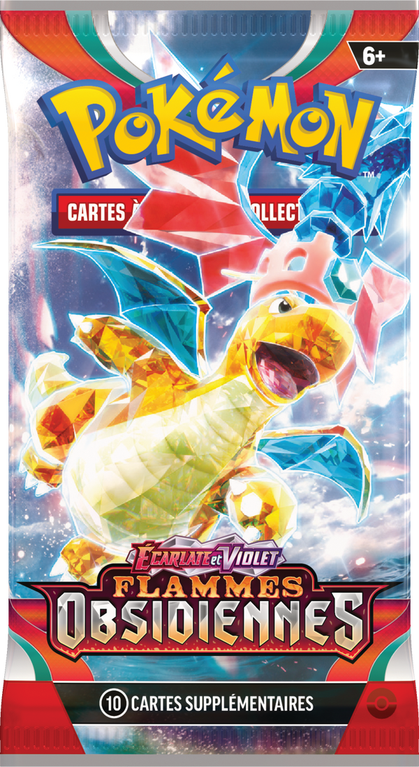 Booster Pokémon Flammes Obsidiennes illustration Dracolosse Téracristal, scellé français