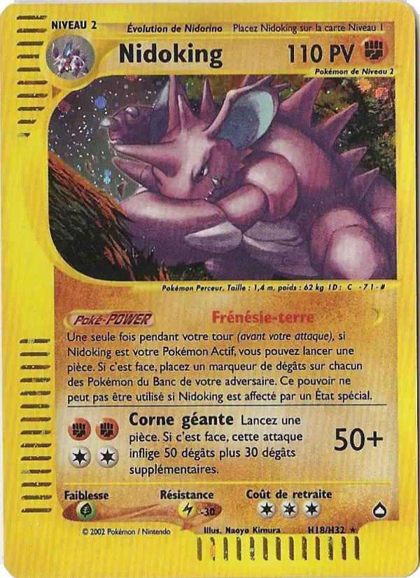 Nidoking — Carte Pokémon H18 Aquapolis