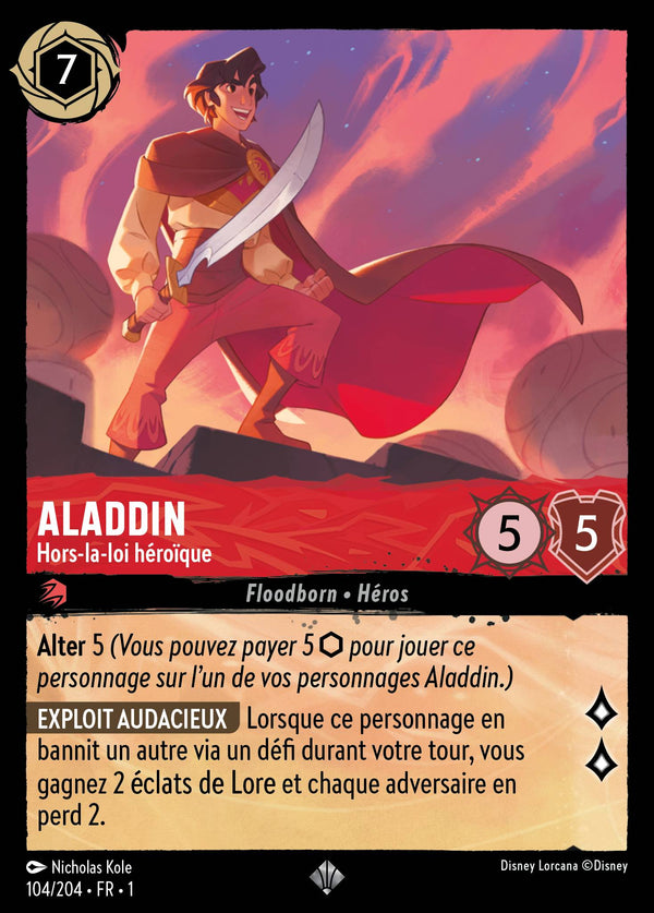 Aladdin - Hors-la-loi héroïque — Carte Disney Lorcana 104 Premier Chapitre