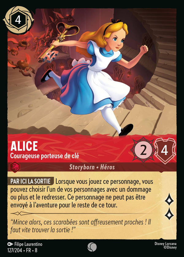 Alice - Courageuse porteuse de clé — Carte Disney Lorcana 127 Le Règne de Jafar