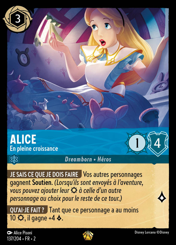 Alice - En pleine croissance — Carte Disney Lorcana 137 L'Ascension des Floodborn
