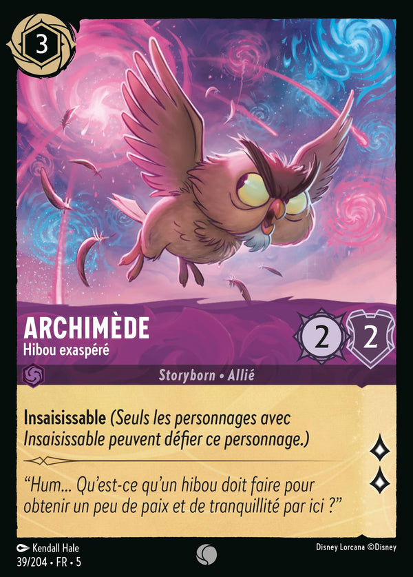 Archimède - Hibou exaspéré — Carte Disney Lorcana 39 Ciel Scintillant