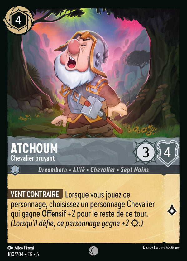 Atchoum - Chevalier bruyant — Carte Disney Lorcana 180 Ciel Scintillant