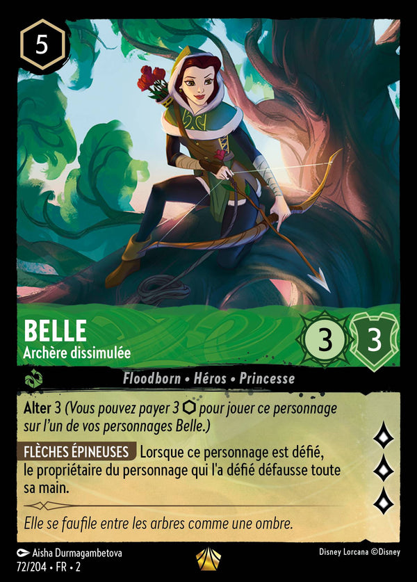 Belle - Archère dissimulée — Carte Disney Lorcana 72 L'Ascension des Floodborn
