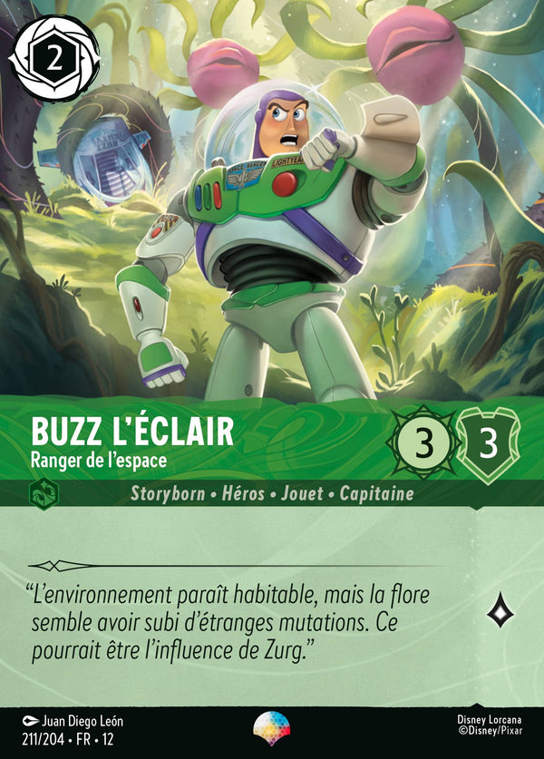 Buzz l'Éclair - Ranger de l'espace — Carte Disney Lorcana 211 Contrées Inconnues