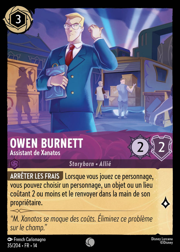 Owen Burnett - Assistant de Xanatos - Carte Disney Lorcana 35 Hyperia City