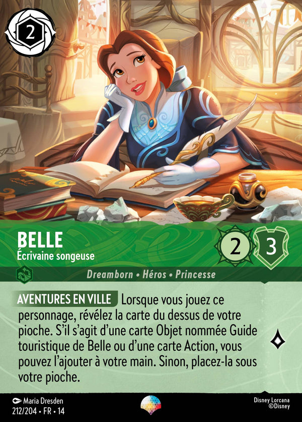 Belle - Écrivaine songeuse - Carte Disney Lorcana 212 Hyperia City