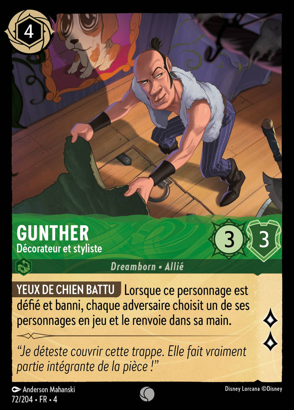 Gunther - Décorateur et styliste — Carte Disney Lorcana 72 Le Retour d'Ursula