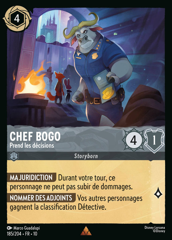 Chef Bogo - Prend les décisions — Carte Disney Lorcana 185 Lueurs dans les Profondeurs
