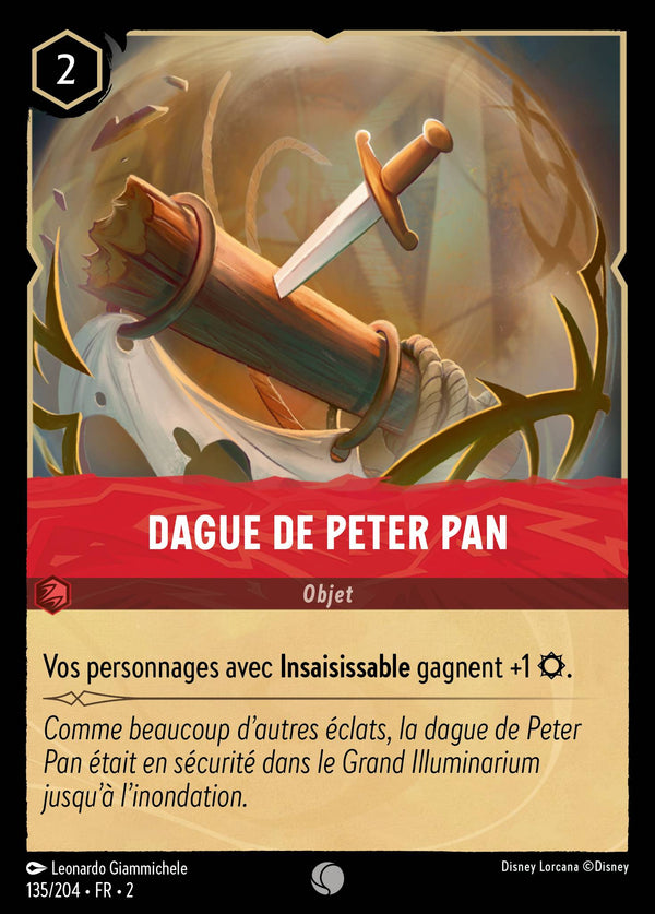 Dague de Peter Pan — Carte Disney Lorcana 135 L'Ascension des Floodborn