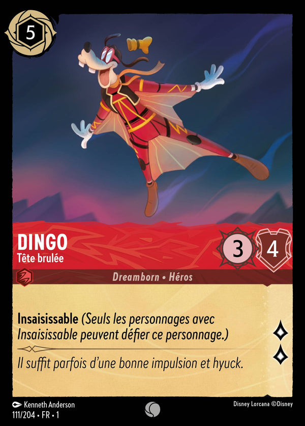 Dingo - Tête brulée — Carte Disney Lorcana 111 Premier Chapitre