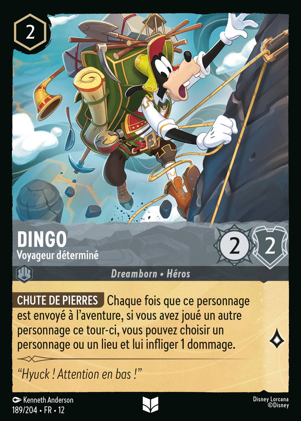 Dingo - Voyageur déterminé — Carte Disney Lorcana 189 Contrées Inconnues