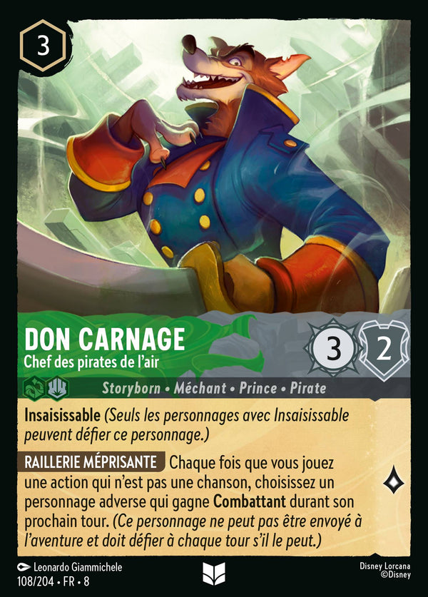 Don Carnage - Chef des pirates de l'air — Carte Disney Lorcana 108 Le Règne de Jafar