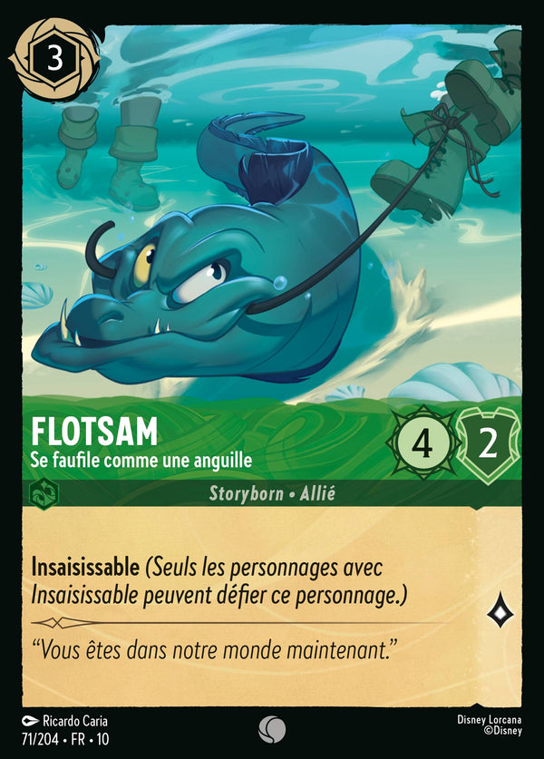 Flotsam - Se faufile comme une anguille — Carte Disney Lorcana 71 Lueurs dans les Profondeurs