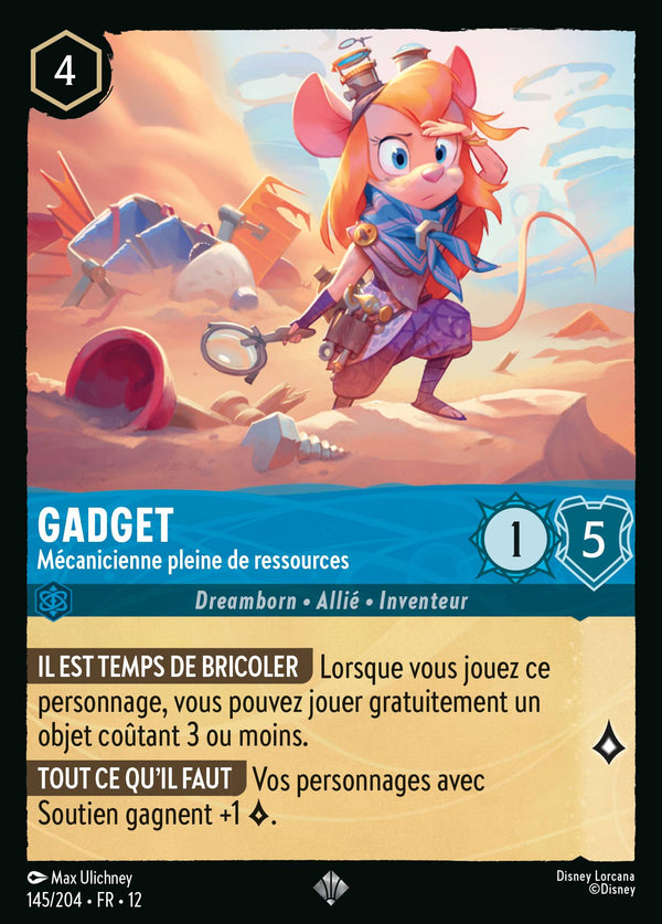 Gadget - Mécanicienne pleine de ressources — Carte Disney Lorcana 145 Contrées Inconnues