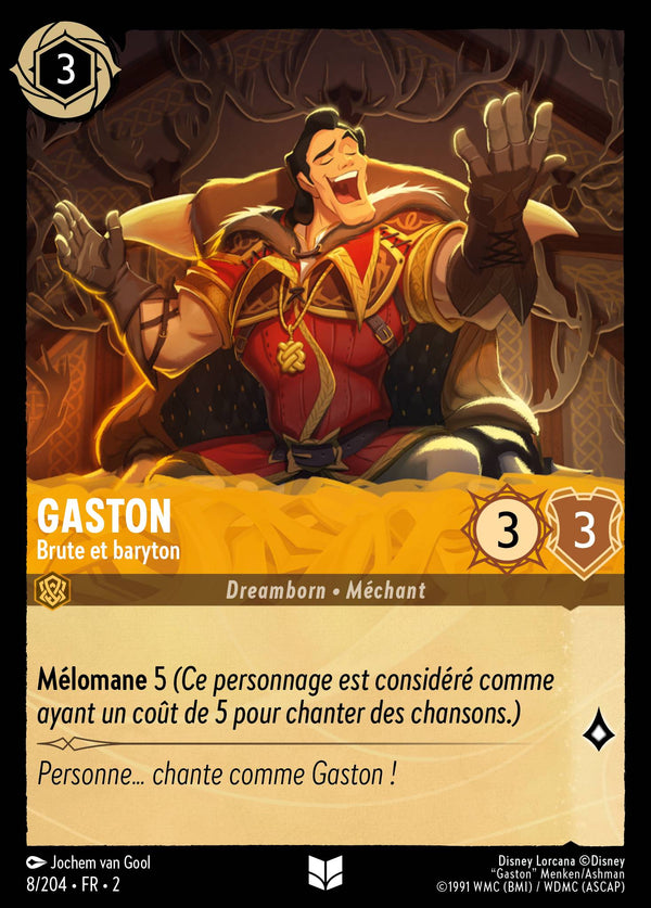 Gaston - Brute et baryton — Carte Disney Lorcana 8 L'Ascension des Floodborn