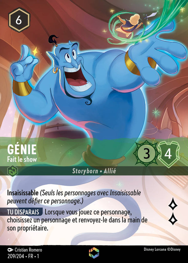 Génie - Fait le show — Carte Disney Lorcana 209 Premier Chapitre