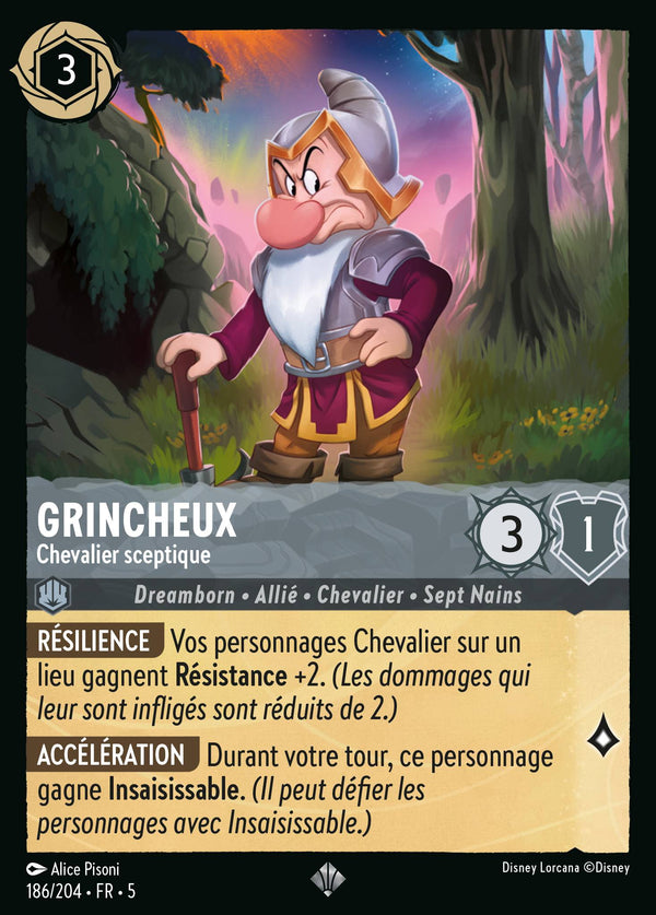 Grincheux - Chevalier sceptique — Carte Disney Lorcana 186 Ciel Scintillant