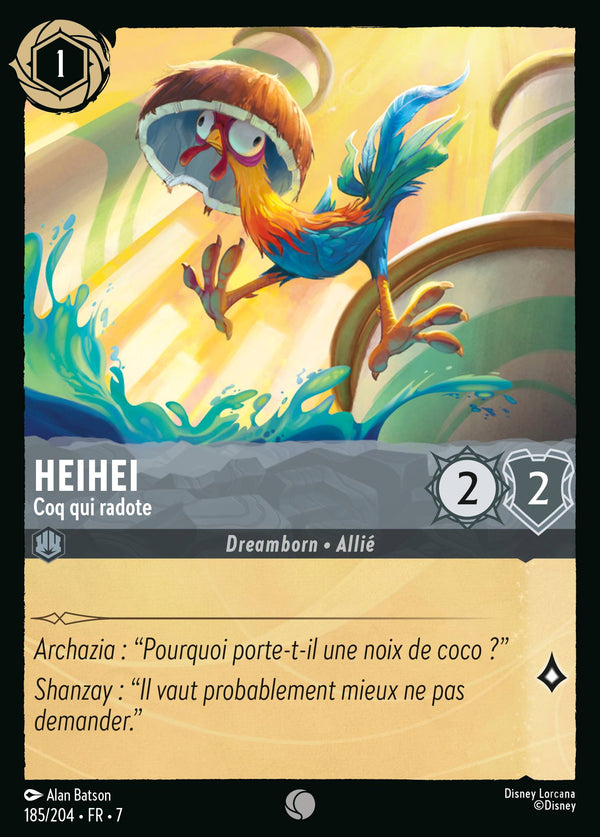 Heihei - Coq qui radote — Carte Disney Lorcana 185 L'île d'Archazia