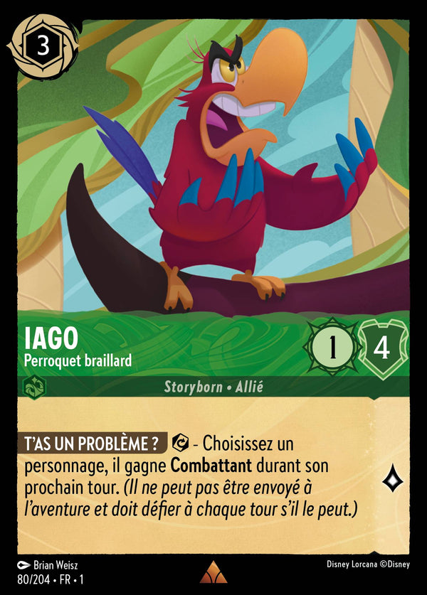 Iago - Perroquet braillard — Carte Disney Lorcana 80 Premier Chapitre