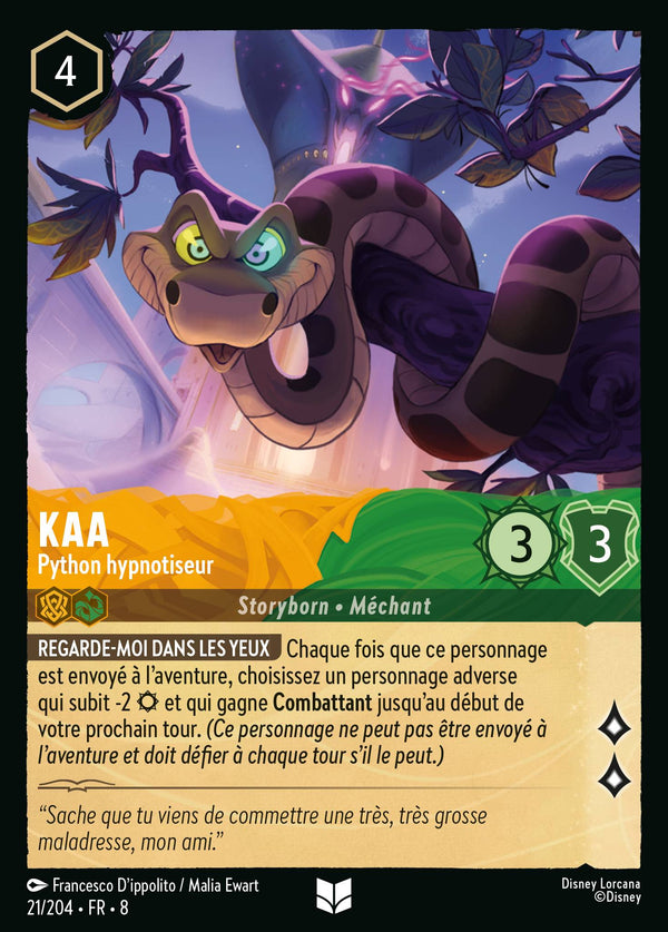 Kaa - Python hypnotiseur — Carte Disney Lorcana 21 Le Règne de Jafar