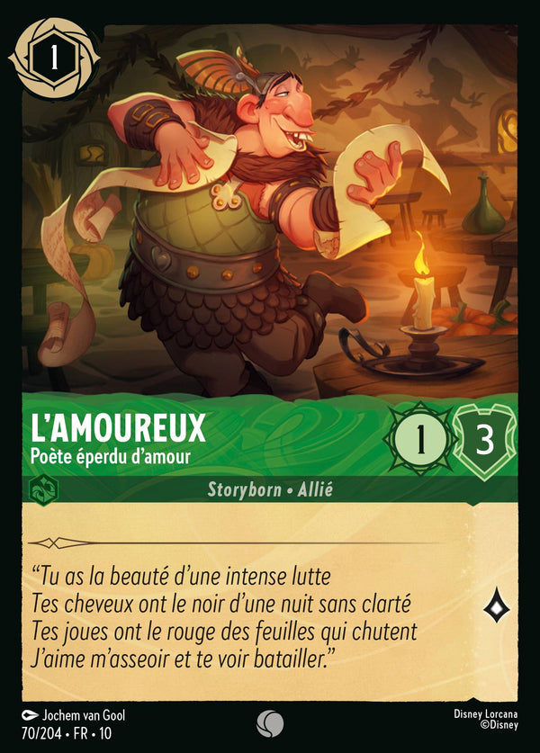 L'amoureux - Poète éperdu d'amour — Carte Disney Lorcana 70 Lueurs dans les Profondeurs