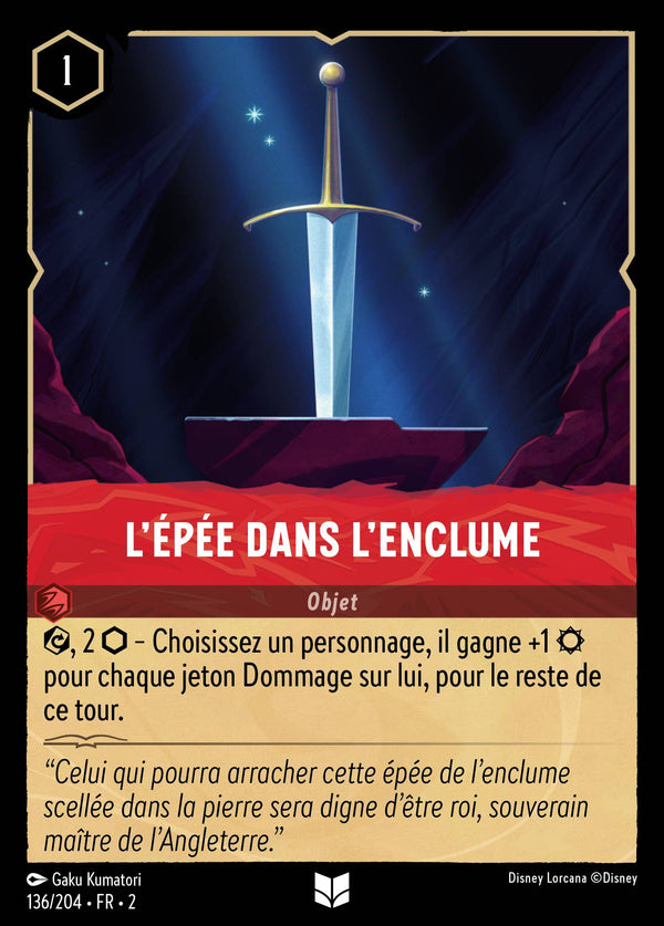 L'épée dans l'enclume — Carte Disney Lorcana 136 L'Ascension des Floodborn