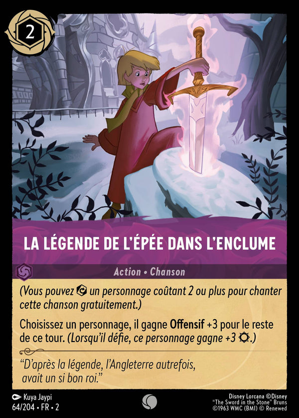 La légende de l'épée dans l'enclume — Carte Disney Lorcana 64 L'Ascension des Floodborn